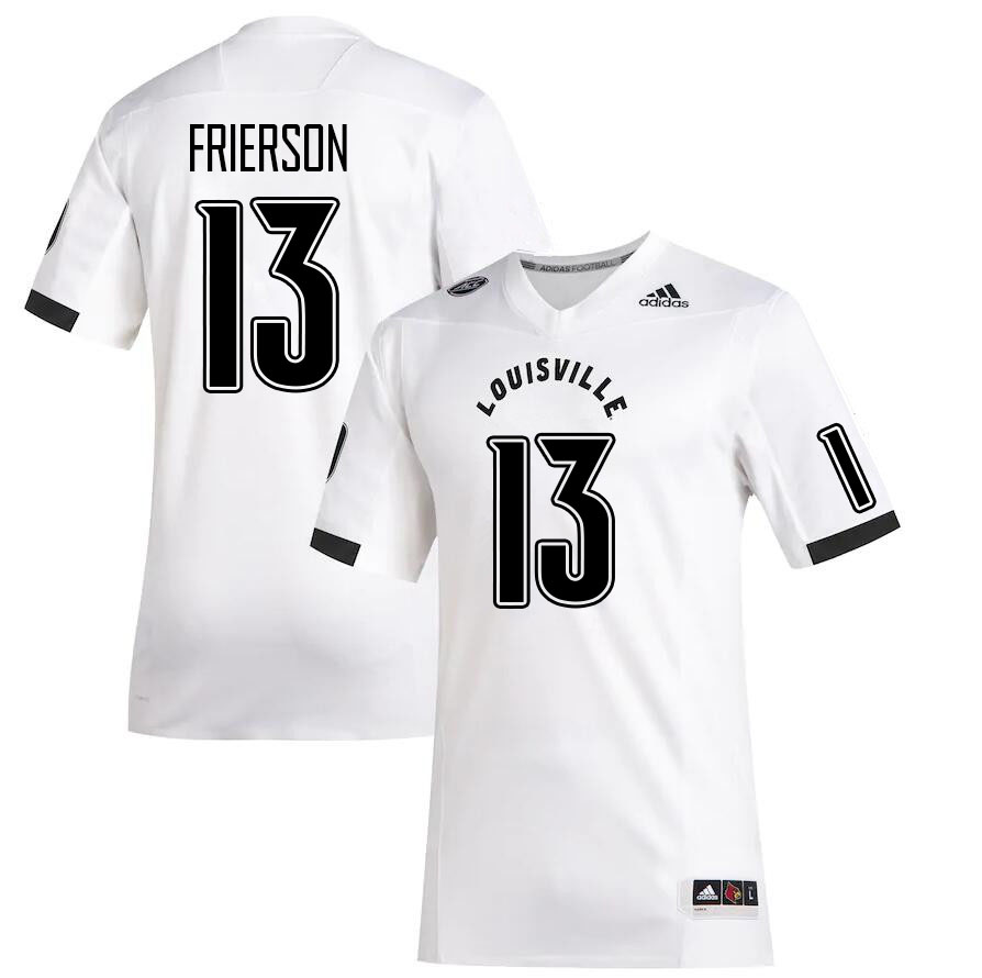 Men #13 Gilbert Frierson Louisville Cardinals College Football Jerseys Stitched Sale-White - Click Image to Close